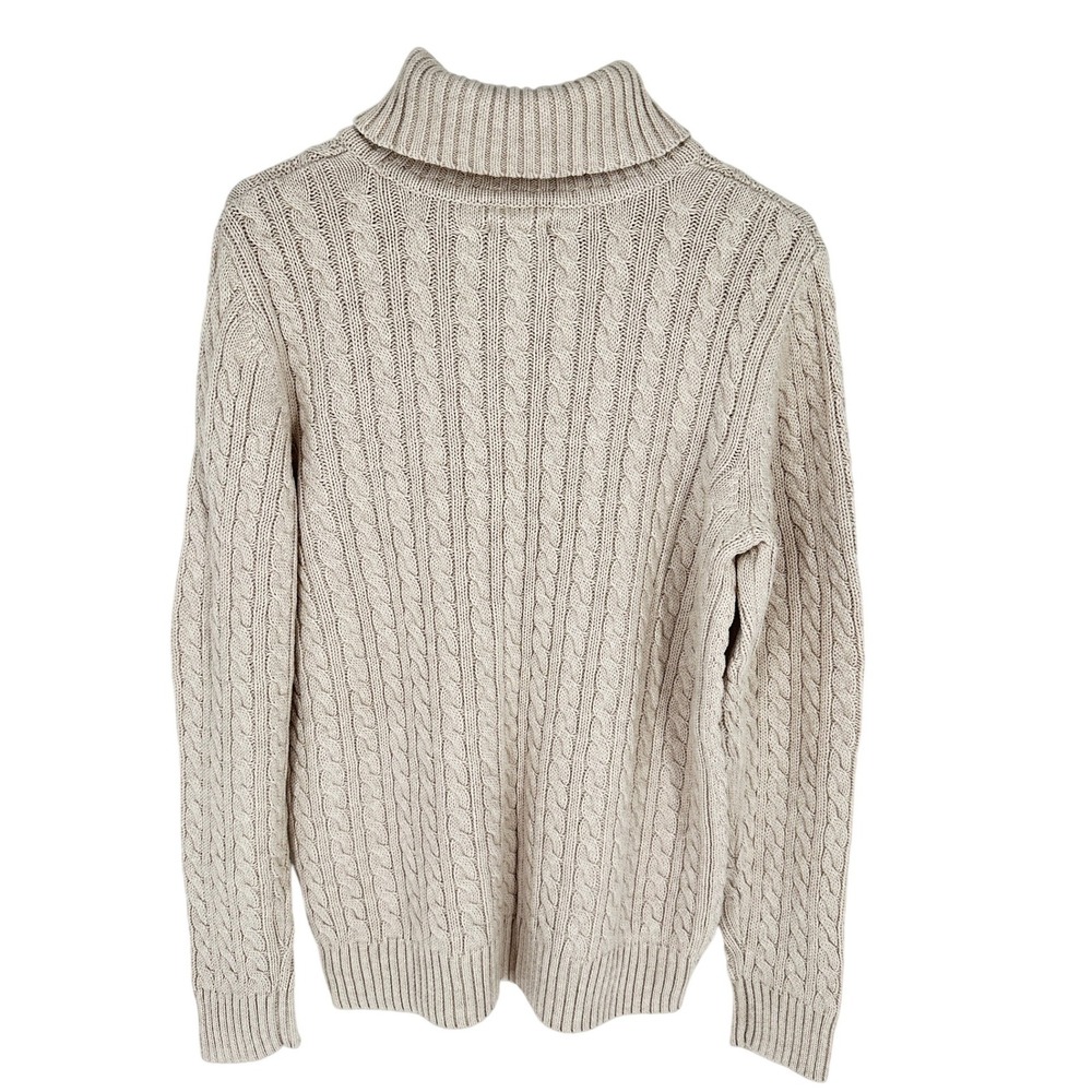 Croft & Barrow Cable Knit Turtleneck Sweater Women Large Beige 100% Cotton - Picture 4 of 12